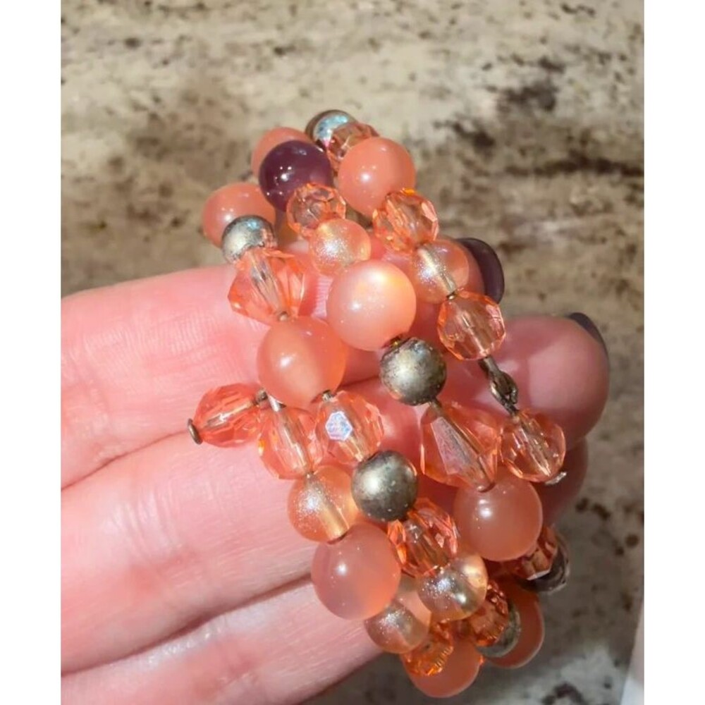 Lia Sophia Orange & Red Beaded Multi-Row Stretch Bracelet - Picture 4 of 5